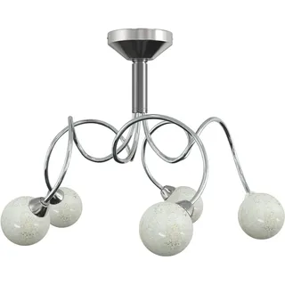 Deckenleuchte mit Runden Glasschirmen für 5 G9 LED-Leuchtmittel - Weiß, Transparent