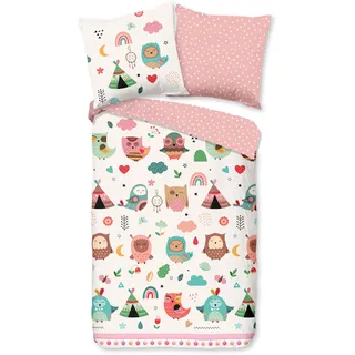 Duvet cover Good Morning 135x200 + 1* 80x80 cm - owls in boho theme - Bunt