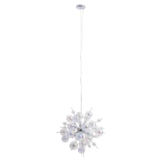 Pendelleuchten - Pendelleuchte "EXPLOSION" Ø: 65cm irisierend, Hängelampe im Design Style, aus Metall und Glas in irisierend, 193 cm hoch, Ø 65 cm, G9-Fassung - Transparent, Bunt