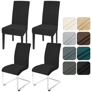 Alishomtll Stuhlhussen 4er Set Stretch Stuhlbezug für Schwingstühle Universal Esszimmerstühle Bezug Waschbar Abnehmbar Stühle Schutz für Küche Bankett Hochzeit Hotel Restaurant (Schwarz, 4pcs)