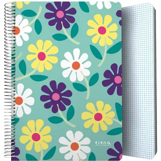 Grafoplás | Notizbuch aus Kunststoff, 80 quadratische Blätter, 4 x 4, 90 g, Folio-Größe, Spiralbindung, Design Elena Corredoira, Kollektion Flower, FSC-zertifiziert