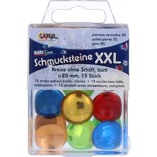 KREUL XXL Dekosteine Kreis poliert verschiedene Farben 20mm 15 Stück