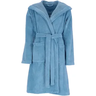Damenbademantel BUGATTI "Romina, ideal für Sauna & Spa, Hotelbademantel, Morgenmantel" Gr. L, blau (blau moon), L, Microfaser, Hausmäntel, Damenbademantel, mit Logostickerei