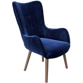 Playboy Sessel BRIDGET Samt 68 x 99 x 77 cm Blau Retro-Design