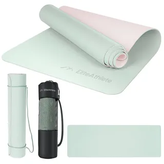 EliteAthlete Yogamatte - Sportmatte - Fitnessmatte - Gymnastikmatte gepolstert & rutschfest für Fitness, Pilates - Yoga Matte - 183 cm x 61 cm x 0.6 cm - Trainingsmatte inkl. Transportgurt + Tasche