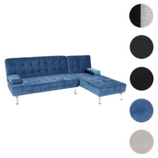 Schlafsofa HWC-K22, Couch Ecksofa Sofa, Liegefläche links/rechts Schlaffunktion 236cm ~ Samt blau