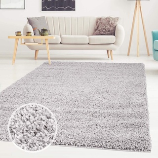 Carpet City ayshaggy Shaggy Teppich Hochflor Langflor Einfarbig Uni Grau Weich Flauschig Wohnzimmer, Größe: 150 x 150 cm Quadratisch