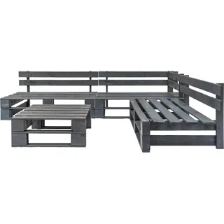 vidaXL 4-tlg. Garten-Sofagarnitur aus Paletten Holz Grau - Grau