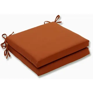 Pillow Perfect Sitzkissen Cinnabar quadratisch für drinnen und draußen, gebranntes Orange, 2 Stück, Orange, 20 in. L X 20 in. W X 3 in. D