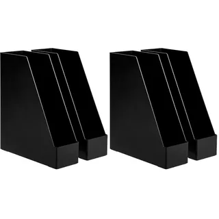 Amazon Basics Kunststoff-Organizer, Zeitschriftenhalter, Schwarz, 2 Stück (Packung mit 2)