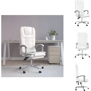 vidaXL Bürostuhl mit Massagefunktion Weiß Kunstleder - Bürostühle - Weiß