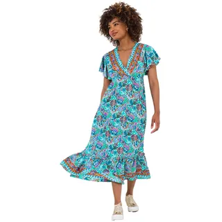 Joe Browns Damen Boho Border Print Maxi Dress Kleid, blau, 42
