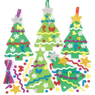 Baker Ross FE880 Weihnachtsbaum Dekoration Bastelsets - Packung mit 8, Weihnachten Dekoration Bastelsets Für Kinder, Kindergeburtstag Basteln, Weihnachtsbastelideen, Weihnachtsbaum, Mittel