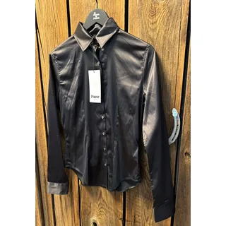 PIKEUR elastische Bluse in Satinoptik schwarz, Größe:38 - Blau