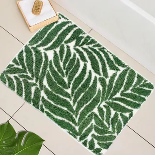 homantic Badezimmerteppiche mit dunkelgrünen Blättern – Badematten für Badezimmer, rutschfest, Teppich für Badezimmer-Dekoration, wasserabsorbierend, Badteppiche für Waschbecken 50x80cm