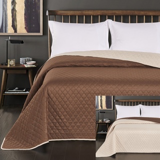 DecoKing 29695 Tagesdecke 170 x 210 cm creme braun schoko schokolade Bettüberwurf zweiseitig pflegeleicht cream brown choco chocolate Axel