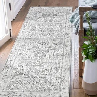 TOPICK Vintage Küchenteppich Läufer Flur waschbar küchenläufer 90x150 Grau