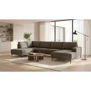 OTTO home »XXL Sofa Oland, Struktur, Flachgewebe, Luxus-Microfaser, Boucle« U-Form, 345 cm, Wellenunterfederung, Skandi-Design, Metallfüße,