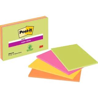 Post-it Haftnotiz Super Sticky Meeting Notes Haftnotizen extrastark farbsortiert 4 Blöcke