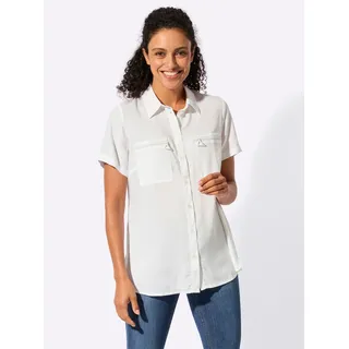 Longbluse INSPIRATIONEN, Damen, Gr. 44, weiß, 100% Viskose, unifarben, Blusen Longbluse
