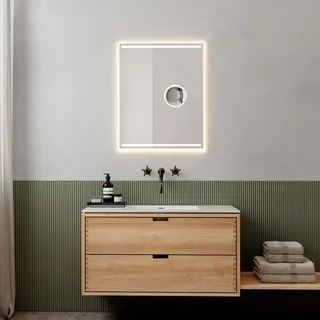 Loevschall Badspiegel »Focus, Spiegel mit Beleuchtung, Integrierter Schminkspiegel« LED licht, Dänisches Design, Lichtspiegel, x5 Vergrößerung, weiß
