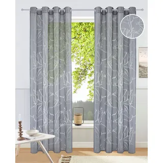 OTTO home Gardine »Anna« Ösen 1, Stk. tlg. Bestseller, Äste-Motiv, Viskose, Polyester, grau,