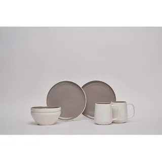Novel Frühstücksservice , Taupe , Keramik , 6-teilig , Uni , Lfgb , lebensmittelecht , Geschirr, Geschirrsets, Kaffeeservice