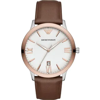 Emporio Armani Herren Analog Quarz Uhr mit Leder Armband AR11211
