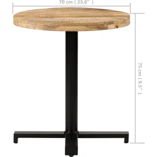 vidaXL Bistrotisch Rund Ø70x75 cm Raues Mangoholz -