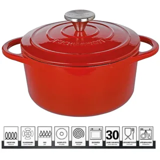 Kuchenprofi: Provence: Kasserolle - Kokette Aus Gusseisen Rot Cm. 22 - 3,2 Lt