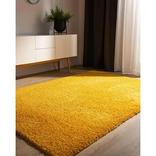 benuta Hochflorteppich SOHO Gelb 80 x 150 cm - Kuschelig Weicher Teppich im Minimalistischen Look - Pflegeleicht - Fußbodenheizung Geeignet