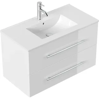 Posseik Badmöbel Homeline 90 Weiß Hochglanz