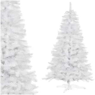 Springos® Exklusiver Künstlicher Weihnachtsbaum 220 cm Weiß | Moderner Tannenbaum für stilvolle Weihnachtsdekoration | Christbaum mit stabilem Ständer - Weiß