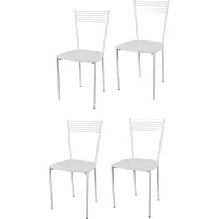 t m c s Tommychairs - 4er Set moderne Stühle ELEGANCE für Küche und Esszimmer, robustes Gestell aus lackiertem Stahl, Farbe Weiss, Sitzfläche aus Holz in der Farbe Weiss - Weiß
