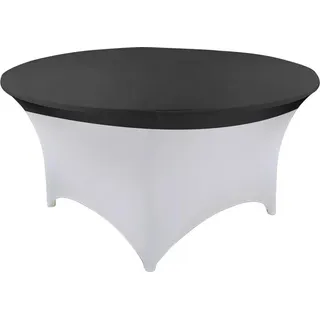 Elastische Tischdecke, Auflage, Topper schwarz für runde Tische 180cm Durchmesser