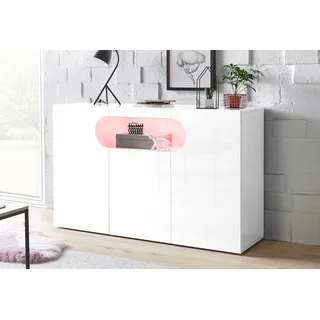 INOSIGN »Real,Vitrine,Kommode,Schrank,Breite 130 cm komplett hochglanz lackiert«, mit 3 Türen davon 2 abgerundet, die ein ovales offenes Fach bilden