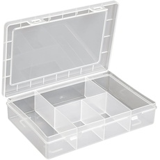 hünersdorff Sortimentskasten PP-Eco Mini mit 5 Fächern | stabile Sortierbox für Schrauben und andere Kleinteile | feste Facheinteilung | transparent