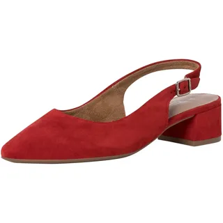 TAMARIS Damen Sling Pump mit Blockabsatz Leder, rot,