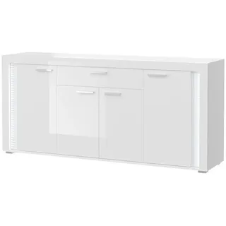 Inn.Furn Sideboard weiß Hochglanz 180 cm, mit Soft-Close-Funktion, inkl. Beleuchtung , Weiß, Weiß Hochglanz , Kunststoff , Nachbildung , Uni , 3 Fächer , Rechteckig , 182x84x42 cm , FSC Mix , Kleinmöbel, Kommoden, Sideboards