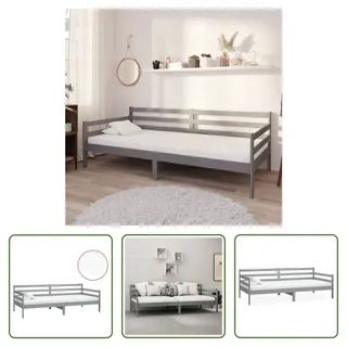 The Living Store Tagesbett mit Matratze 90x200 cm Grau Kiefer Massivholz - Grau