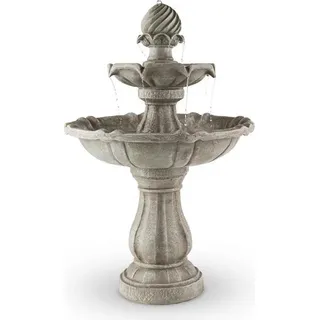 blumfeldt Vogelsbrunn - Gartenbrunnen , Springbrunnen , Zierbrunnen , Vogeltränke , Beton-Optik , 3 Watt Solarpanel , Pumpe , 250 Liter/h Durchfluss , witterungsbeständig , grau - Grau