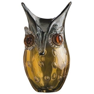 Glas Art Design-Vase Eule - Dekoobjekt handgefertigt aus Glas - hochwertiges Geschenk - Farbe: Amber-Braun - Höhe 23 cm