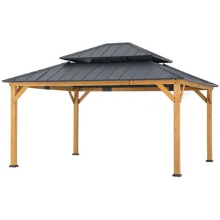 Modante Pavillon , Holz , Zeder , 390x320x450 cm , wetterfest, wetterbeständig, UV-beständig, regenabweisend , Sonnenschutz, Pavillons