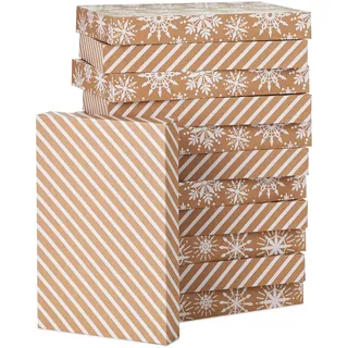 Hallmark 0005XBC1123 12 Hemdschachteln, Papier, Weiße Schachteln mit Schneeflocken und Streifen