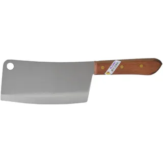 Kiwi Edelstahl Hackmesser 34,5cm Küchenmesser Messer Thailand Hackbeil, Silber, Holzfarbe, 8''