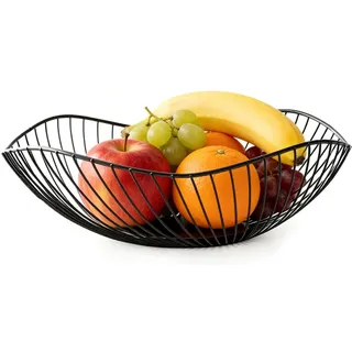 Jlnmmn Obstkorb Metall, Schwarze Obstschale Metall, Fruit Basket Bowl, Handgeschweißt, Hohlraum Design, für Haushalt, Stilvoller Geschenk,Party 26 * 26 * 10 cm ﻿