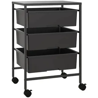 Homcom Rollwagen, Stahl Kunststoff 40,8L x 33,5B x 60,5H cm, Schwarz