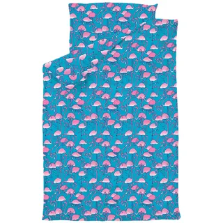 Lousy Livin Bedlinen Greater Flamingos Scuba Blue Bettwäsche Bio-Baumwolle Neu