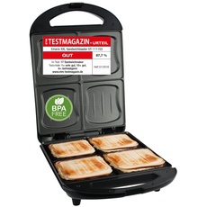 Emerio XXL Sandwich Toaster TEST GUT für alle Toastgrößen geeignet 4x große Muschelform für die ganze Familie Käse läuft nicht aus kein Verschmieren BPA frei 1300 Watt Sandwichmaker 4er