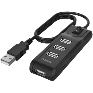 Hama 4 Ports USB 2.0 480 Mbit/s Schwarz